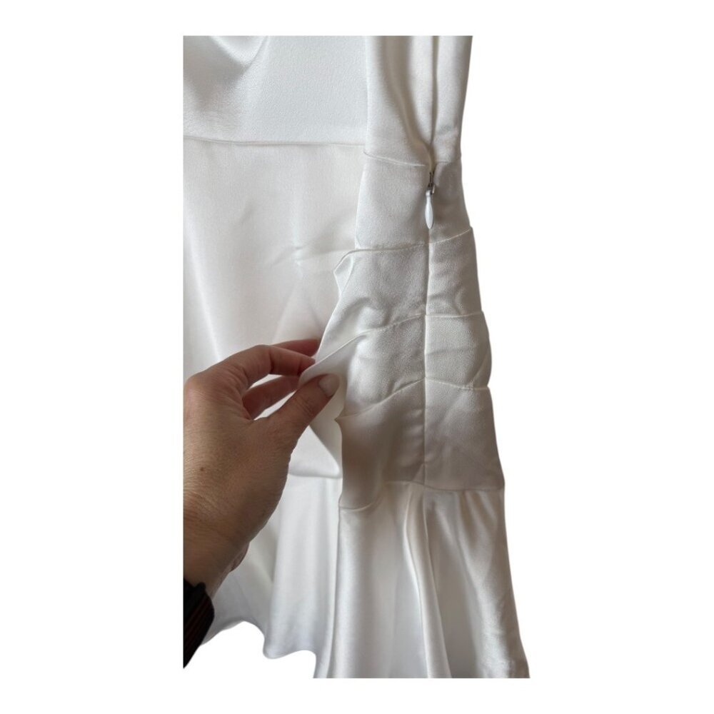 Milly Dress Women‎ 0 White Satin Sleeveless Cowl Neck Nia Mini Bridal Party - Picture 8 of 13